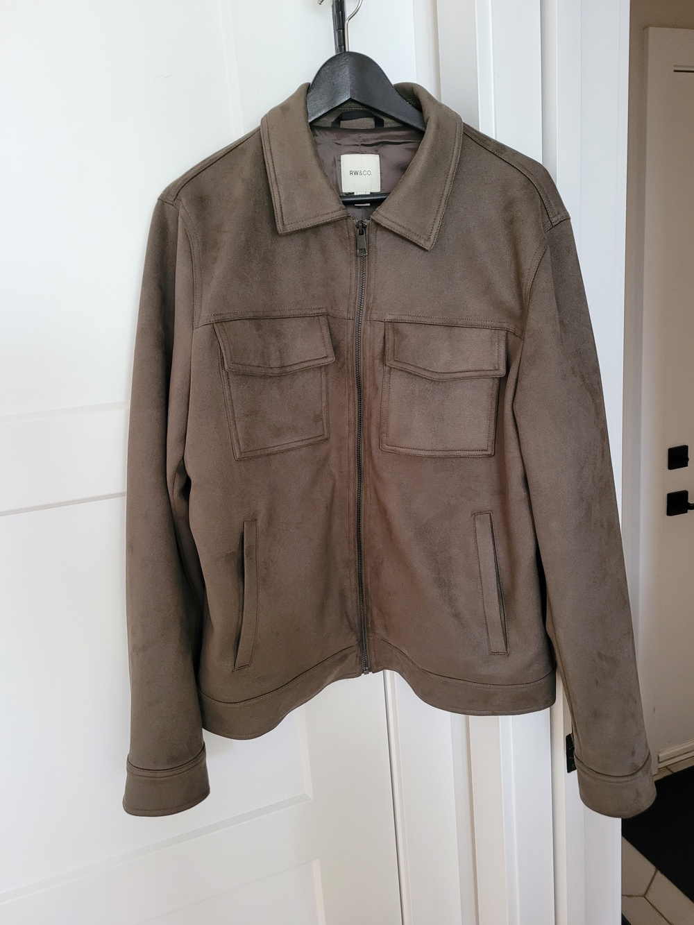 Like New RW&CO. Faux Olive Suede Jacket with Shirt Collar